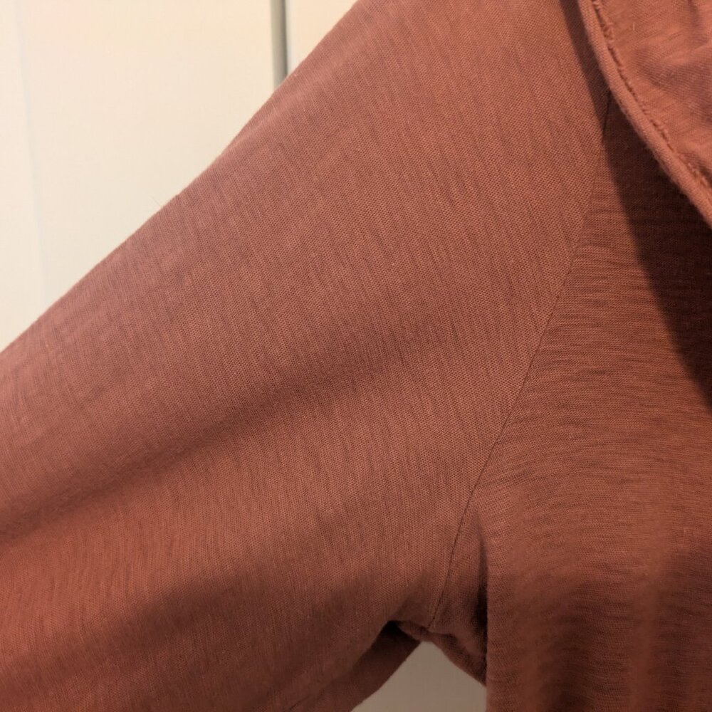 Nation LTD Burnt Orange Lalita Ruffled Neckline Long Sleeve Tee - Picture 3 of 12